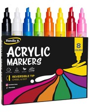 Bandle B. Acrylic Paint Markers   Set of 8 Paint Pens for Art, Fabric, Colori...
