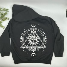 Black Celestial Print Hoodie Womens Size L