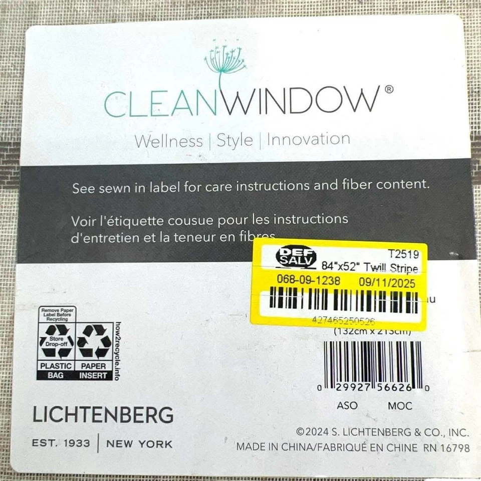 Clean Window Lichtenberg 84x52 Twill Stripe Curtain single Panel Beige Brown NIB - Image 2 of 4