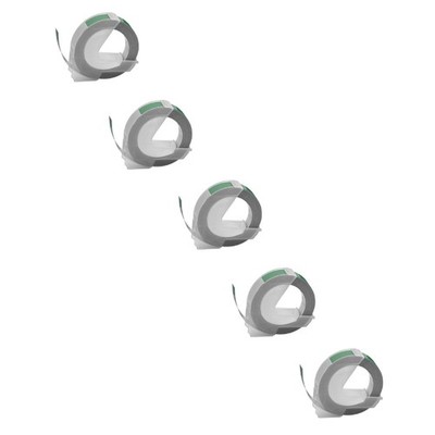 5x 3D Schriftband für Dymo Office-Mate II Omega Weiß/Grün 9mm 3m