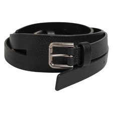 DOLCE & GABBANA Belt Black Double Strap Leather Gold Buckle 90cm / 36in 600usd