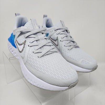 Nike React Infinity Run Flyknit Shoes Mens 6.5 Gray Blue White Logo Casual Gym