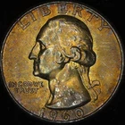 1960 Silver Washington Quarter - Choice Gem BU Super Color Orange Toned 222