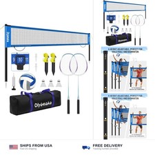 20ft Outdoor Volleyball & Badminton Net Set for Backyard Beach | Height Adjus...