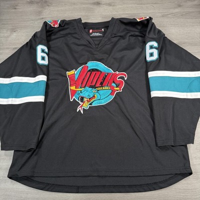 Vintage Boston Vipers Jersey Mens Large Black Hockey Menace Sport 6 BERGIN Retro