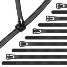 24 Inch Black Resuable Long Zip Ties Heavy Duty 100 Pack, 120 lbs Releasable ...