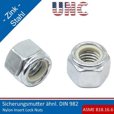 UNC Sicherungsmutter ASME B18.16.6 Stahl Grade A verzinkt,
