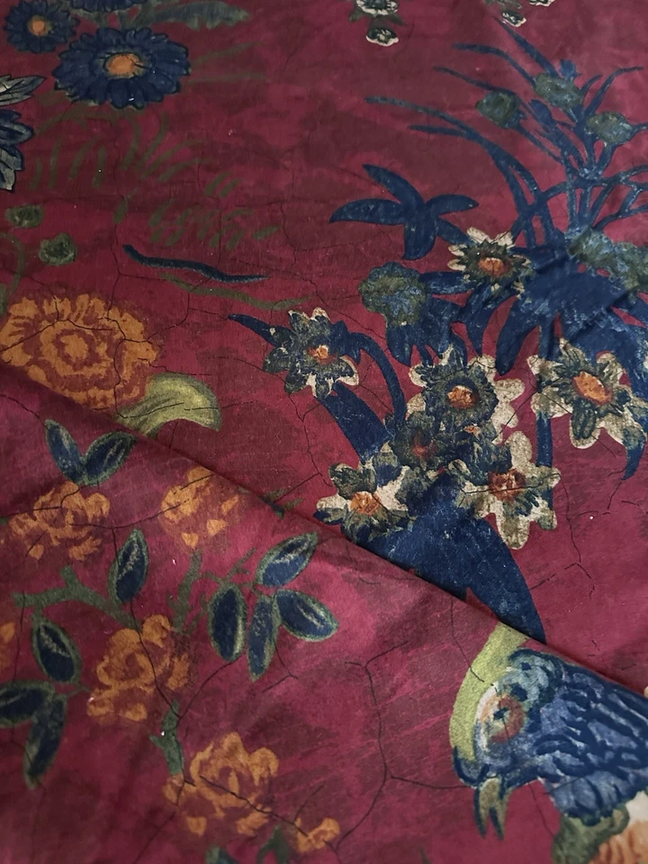 Tela de terciopelo de algodón Ralph Lauren roja laca floral Campbell 4 1/2 yardas Foto 4 de 4