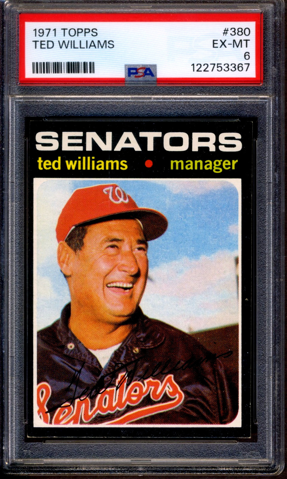 1971 Topps #380 Ted Williams PSA 6 EX-MT *Washington Senators*
