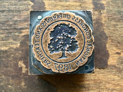 Antique copper PRINTING BLOCK - National Congress of Parents and Teachers 1897