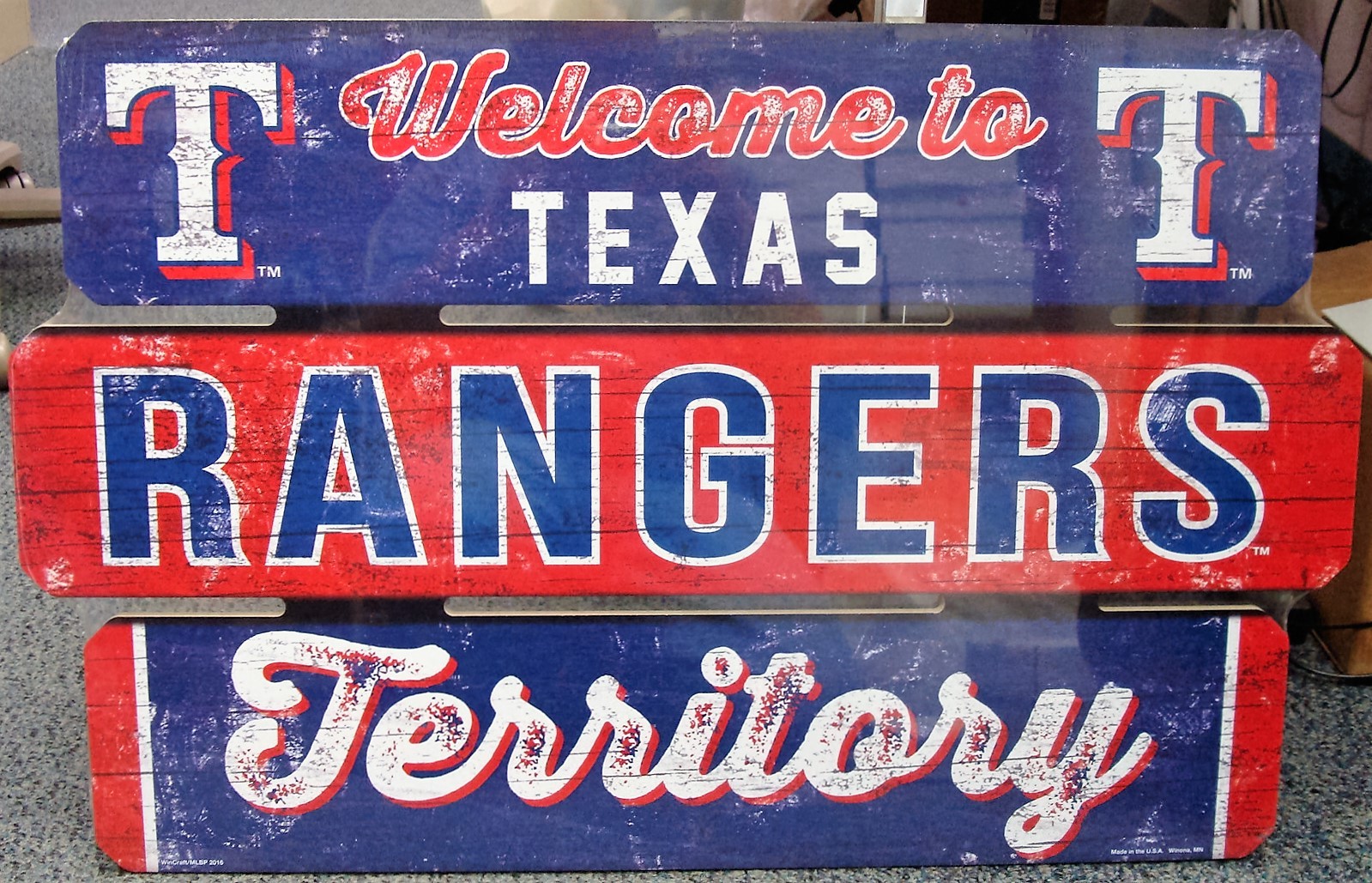 Texas Two Step Rangers Signs TEXAS RANGERS WELCOME TO TEXAS RANGERS TERRITORY WOOD SIGN 19