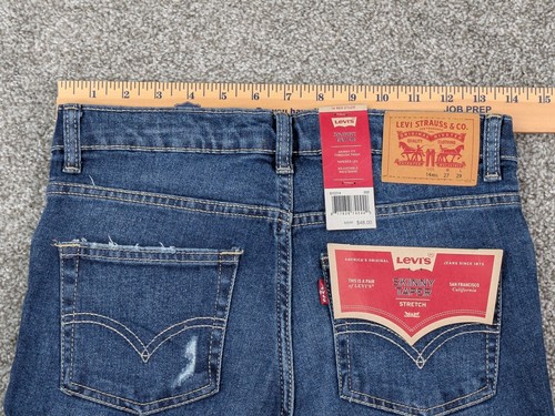 Levis Jeans Boys 27x29 Blue Denim Skinny Taper Stretch Distressed Skater School - Picture 8 of 12