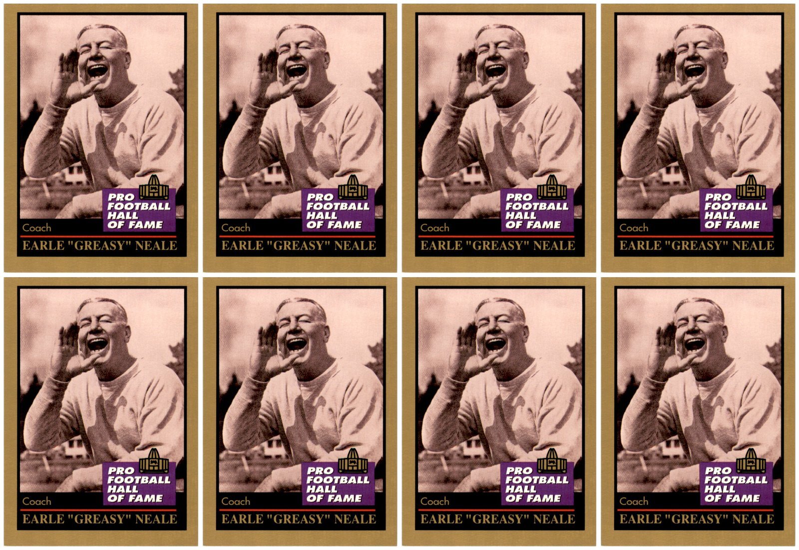 (8) 1991 ENOR Pro Football HOF #106 Greasy Neale Philadelphia Eagles Card Lot