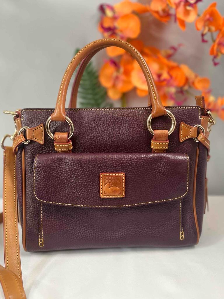 DOONEY & BOURKE Dark Purple Pebble Grain Leather Pocket Satchel