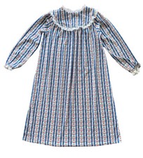 Vintage Lanz of Salzburg Flannel Granny Night Gown S Hearts Logo Blue Red