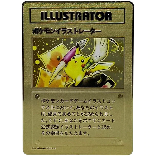Pikachu Illustrator Pokemon Japanese Pocket Monsters Shiny Gold Metal Card Ebay
