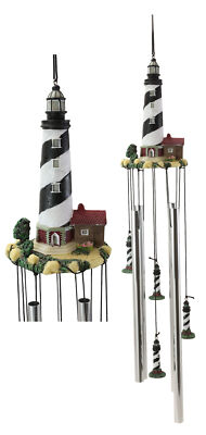 Cape Hatteras Black White Spiral Bands Lighthouse Garden Patio Wind Chime Mobile