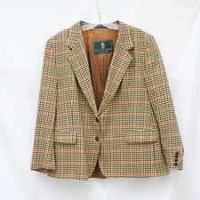 Austin Reed double button classic blazer suit jacket 14 plaid check tan Academia