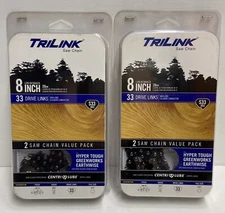 4 TriLink 8" S33 Chains Homelite Hyper Tough Greenworks Earthwise Saws 2 Packs
