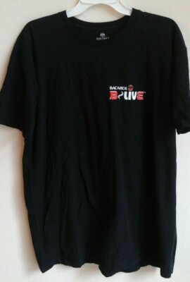 Bacardi B-Live T-Shirt Tee Crewneck Sz XL Black 100% Cotton--NWOT--KNIT USA--