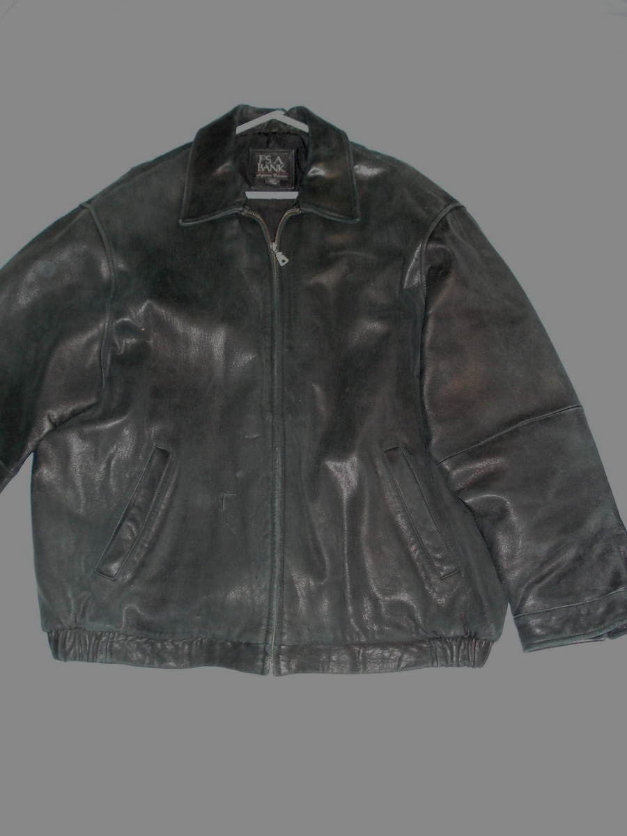 Men Jos A Bank BLACK SOFT LEATHER JACKET. XXL Reg. Signature 