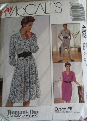 McCalls Misses Dress Jumpsuit Sewing Pattern 4102 Size 6 From 1989