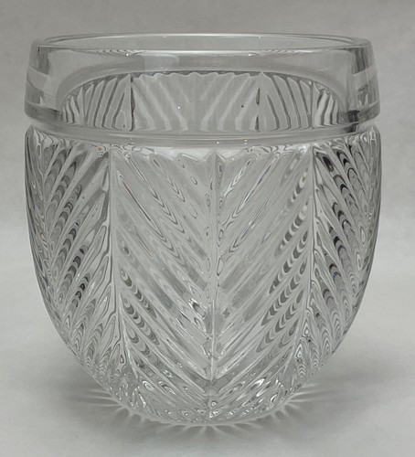 RALPH LAUREN ~ Thick & Weighty Crystal VOTIVE CANDLE HOLDER (Herringbone) Signed