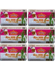 6 Bars - ASANTEE Rice Milk with Collagen and Honey Soap - Skin Whitening 125g.