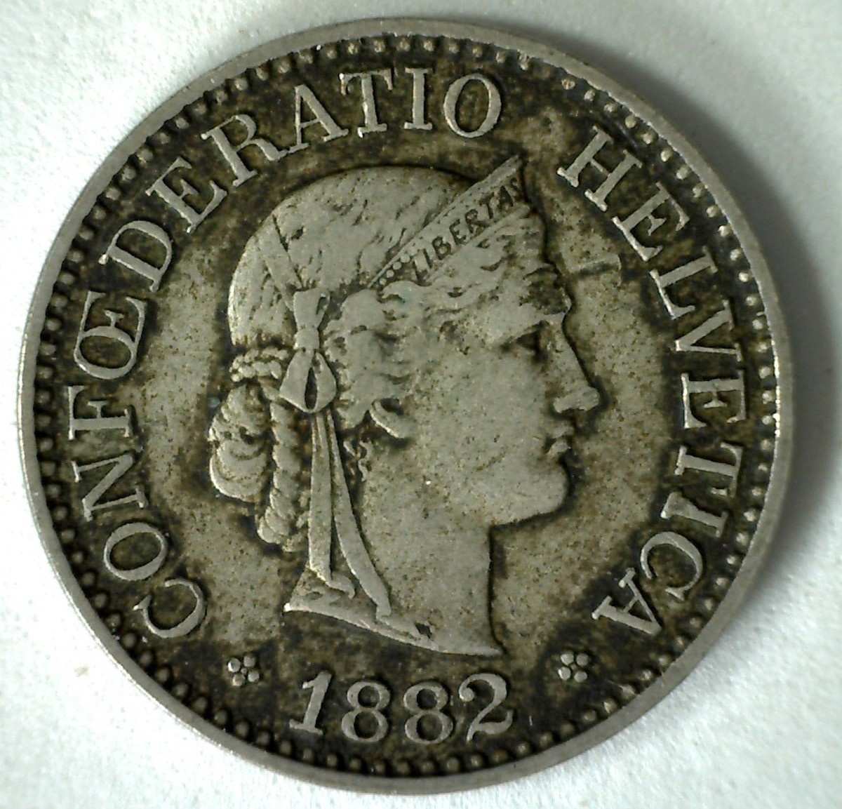 1882 Switzerland 10 Rappen Swiss Helvetia Copper Nickel 10 Cent