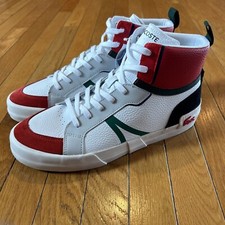 Nowe buty tenisowe Lacoste Ortholite High Top Logo męskie rozmiar 11,5 białe czerwone zielone
