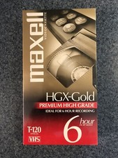 Maxell Videocassette HGX-Gold Premium High Grade 6 Hour T-120 VHS New Sealed