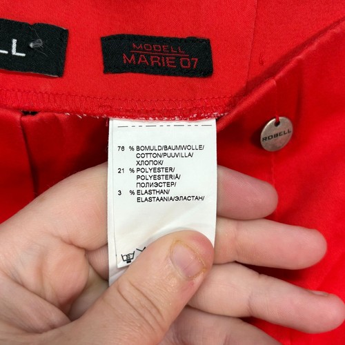 Robell Trousers Womens Size UK W28 L21 Bright Red Cotton Modell Marie 07 Cropped - Picture 12 of 13