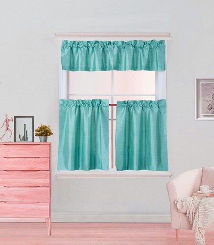 3PC Set Window Dressing Kitchen Curtain Solid Lined Blackout Drape Treatment K4 - Afbeelding 28 van 28