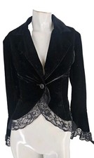 3947 Chic Star Jacket Womens Black Polyester Velvet Corset Back Steampunk Jacket