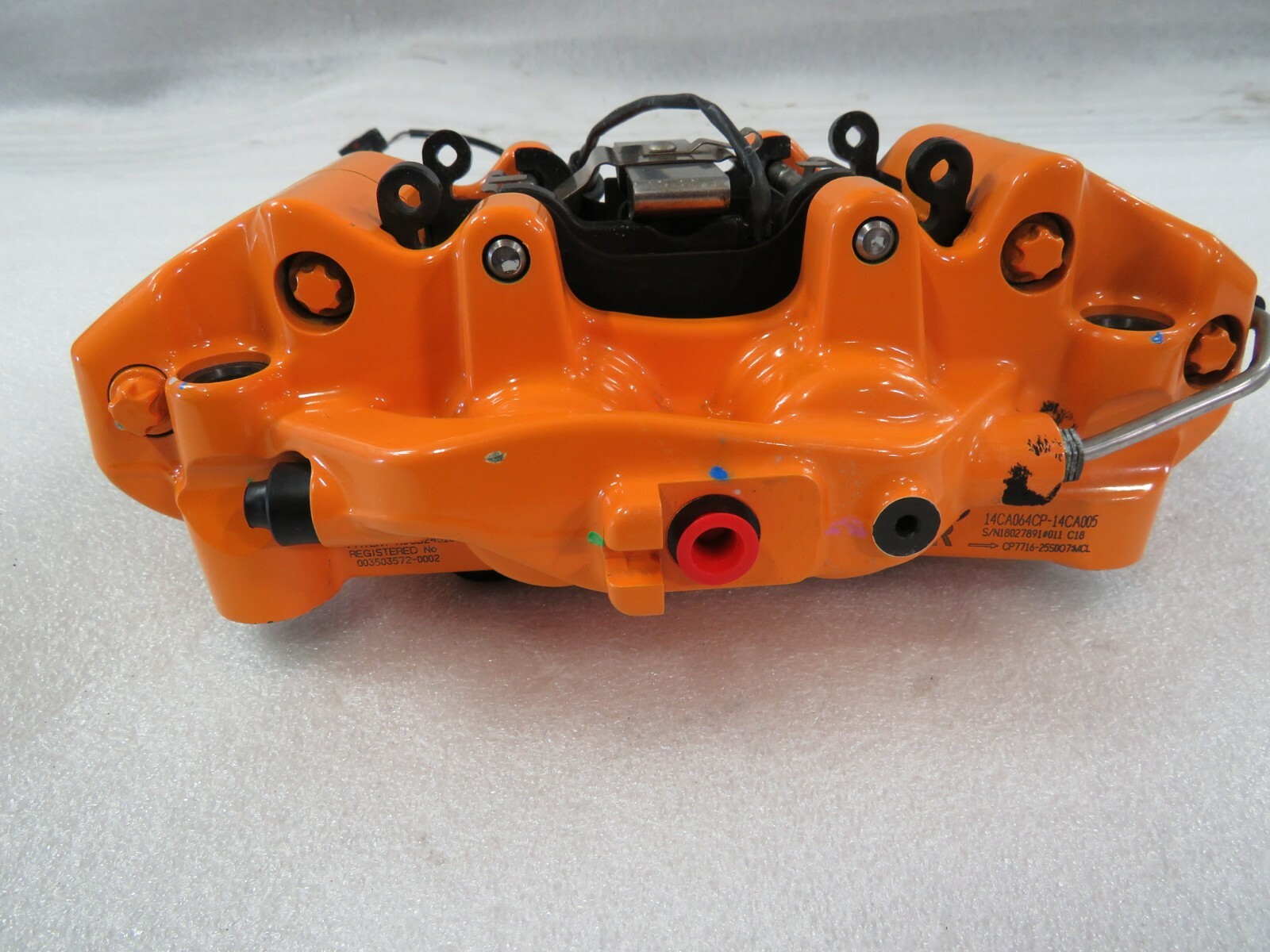 McLaren 600LT, LH, Left, Rear Brake Caliper, Orange, Used, Dmg, P/N 14CA064CP