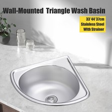 Single Bowl Wash Basin Sink Bathroom Kitchen Sink Stainless Steel Wall Mounted