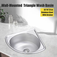 Single Bowl Wash Basin Sink Bathroom Kitchen Sink Stainless Steel Wall Mounted