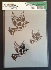 Stencil by Aurora Arts A4 Ornate Bird 190mic Mylar craft stencil 046