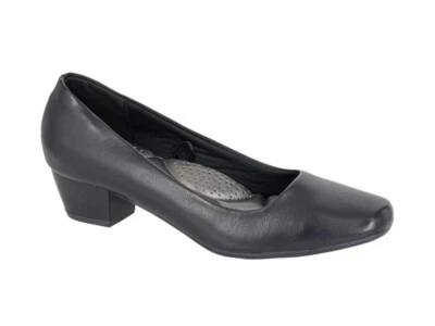 Ladies’ Black Low Heel Court Shoes – Cushioned Insole, Boulevard