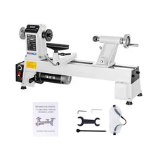 12" x 18" Wood Lathe, Benchtop Wood Lathe Machine 3/4 HP Infinitely Variable ...