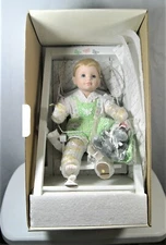 New Danbury Mint "Play Time" Porcelain Doll with Wooden Swing NRFB