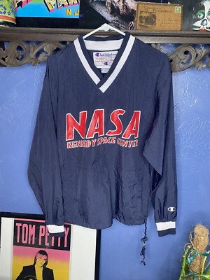 NASA Kennedy Space Center Champion Jacket Windbreaker Mens Small Blue ...