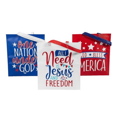 15'' x 17'' Large Faith Fourth of July Nonwoven Tote Bags, Fourth of July, Apparel
