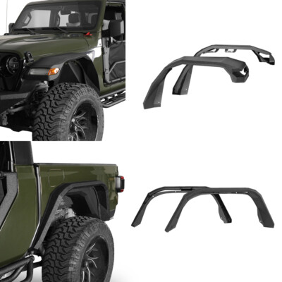 For Jeep Gladiator JT 2020-2026 Flat Front Rear Fender Flares Driver Passenger 