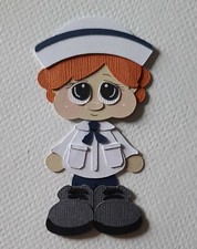 Navy Gal Red Hair. Scrapbook, Card Making Paper Piecing