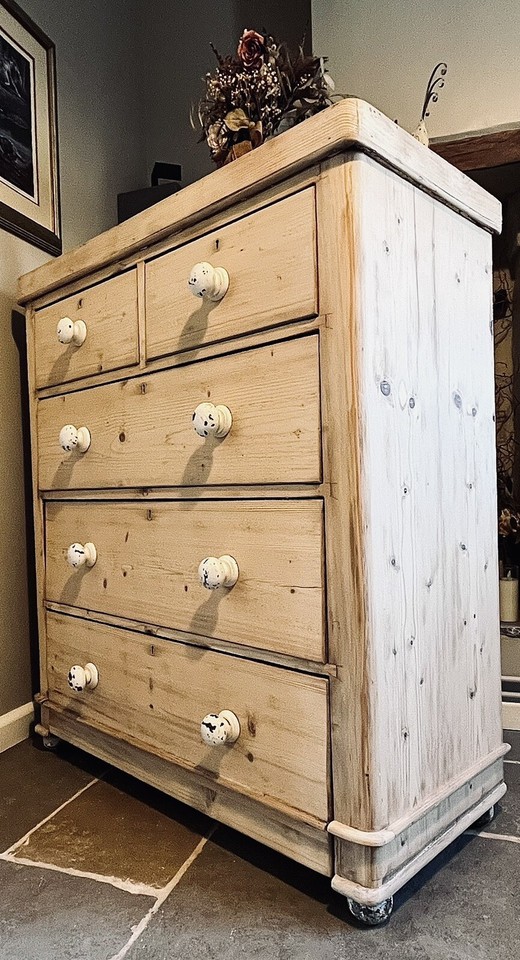 Large Antique Pine Chest Of Drawers eBay