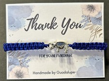Handmade Braided Bracelet Elephant With Blue Color String