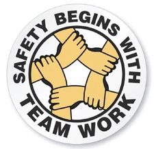 Safety Begins With team Work Hard Hat Decal Hardhat Sticker Helmet Label H171