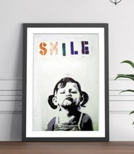 BANKSY SMILE KID ART FRAMED POSTER PICTURE PRINT ARTWORK 4 SIZES
