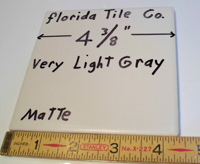 1 pc. *Very Light Gray-Almond*  Matte Ceramic Tile 4-3/8'' by Florida Co.   NOS